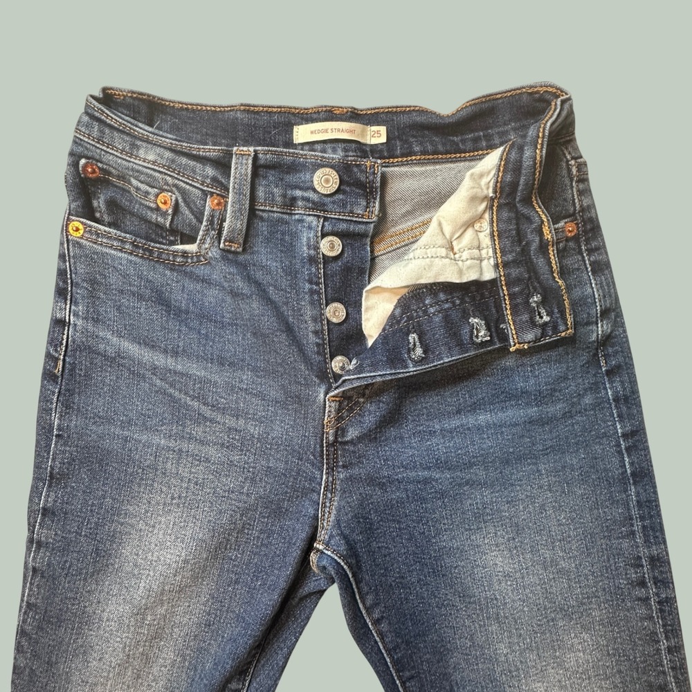 Levi's Jeans Womens 25 Wedgie Straight Blue High Rise Button Fly Denim